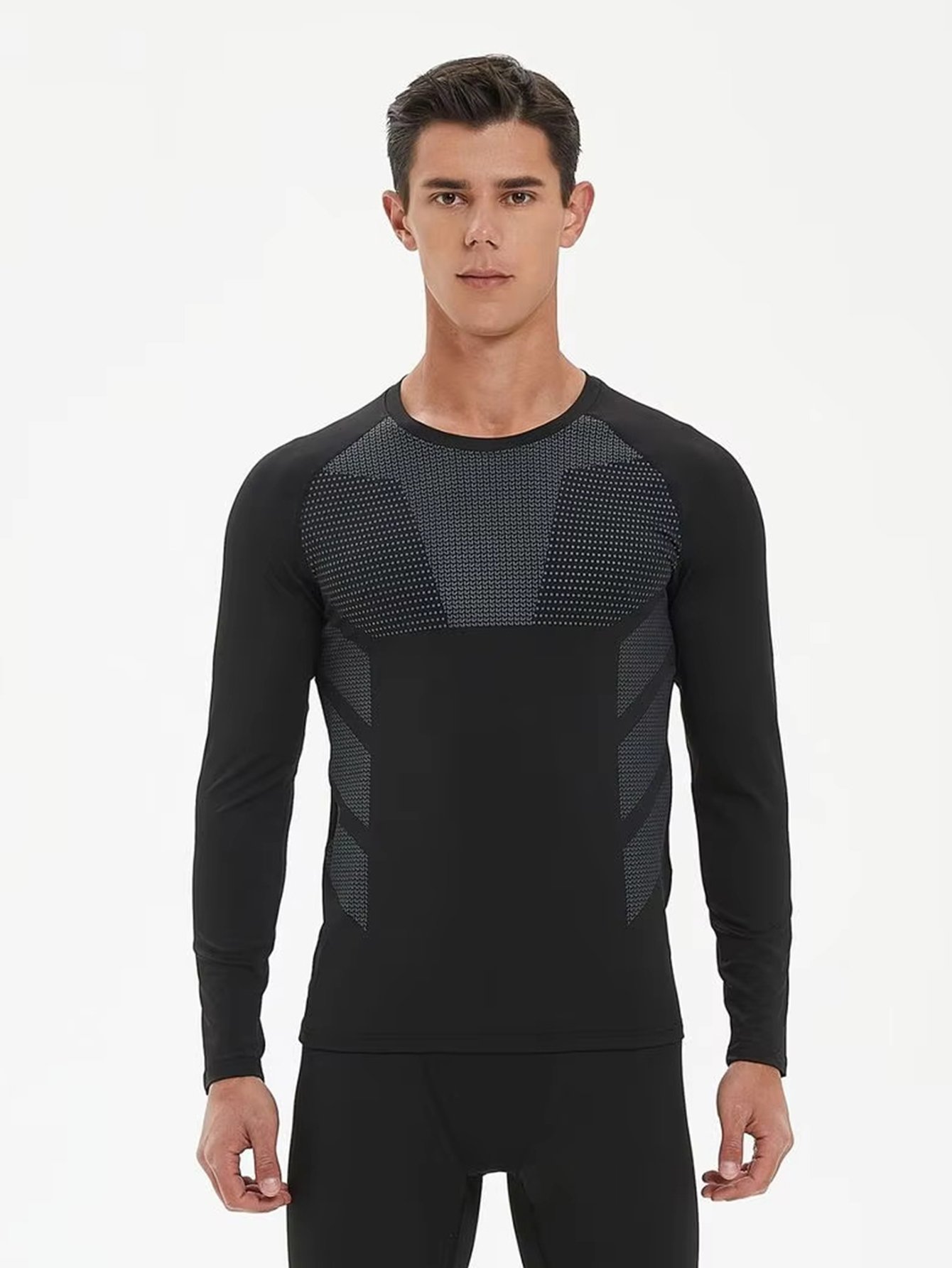 CKTC60002 Silk Screen Long Sleeve Men's Compression Tights Shirt Top Shorts Suit Fitness Exercise Running Sportswear Suit Men's Suit