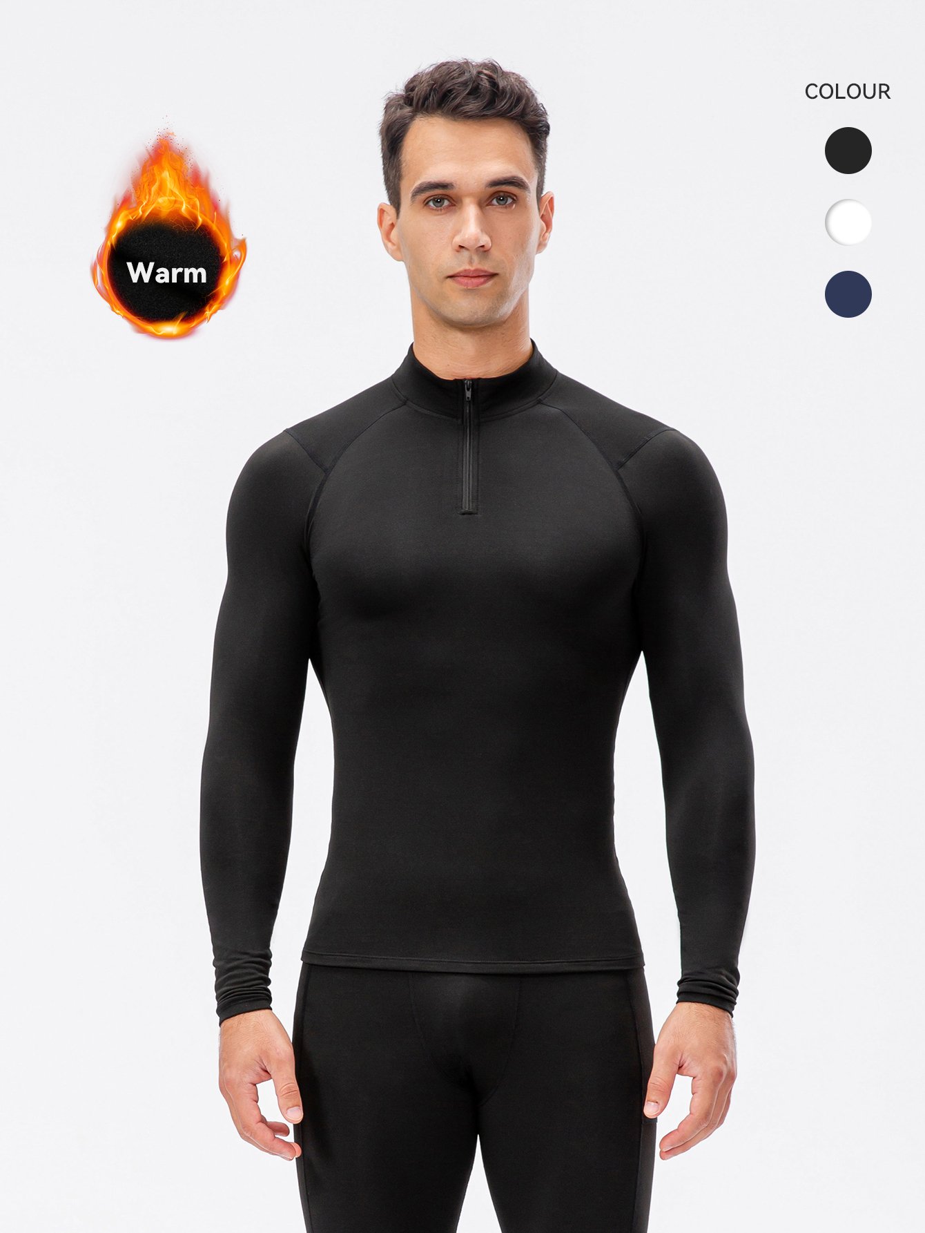 TC30017 Stand Collar Long Sleeve Men's Compression Tights Shirt Tops Fitness Exercise Running Sportswear Suit Men's Suit
