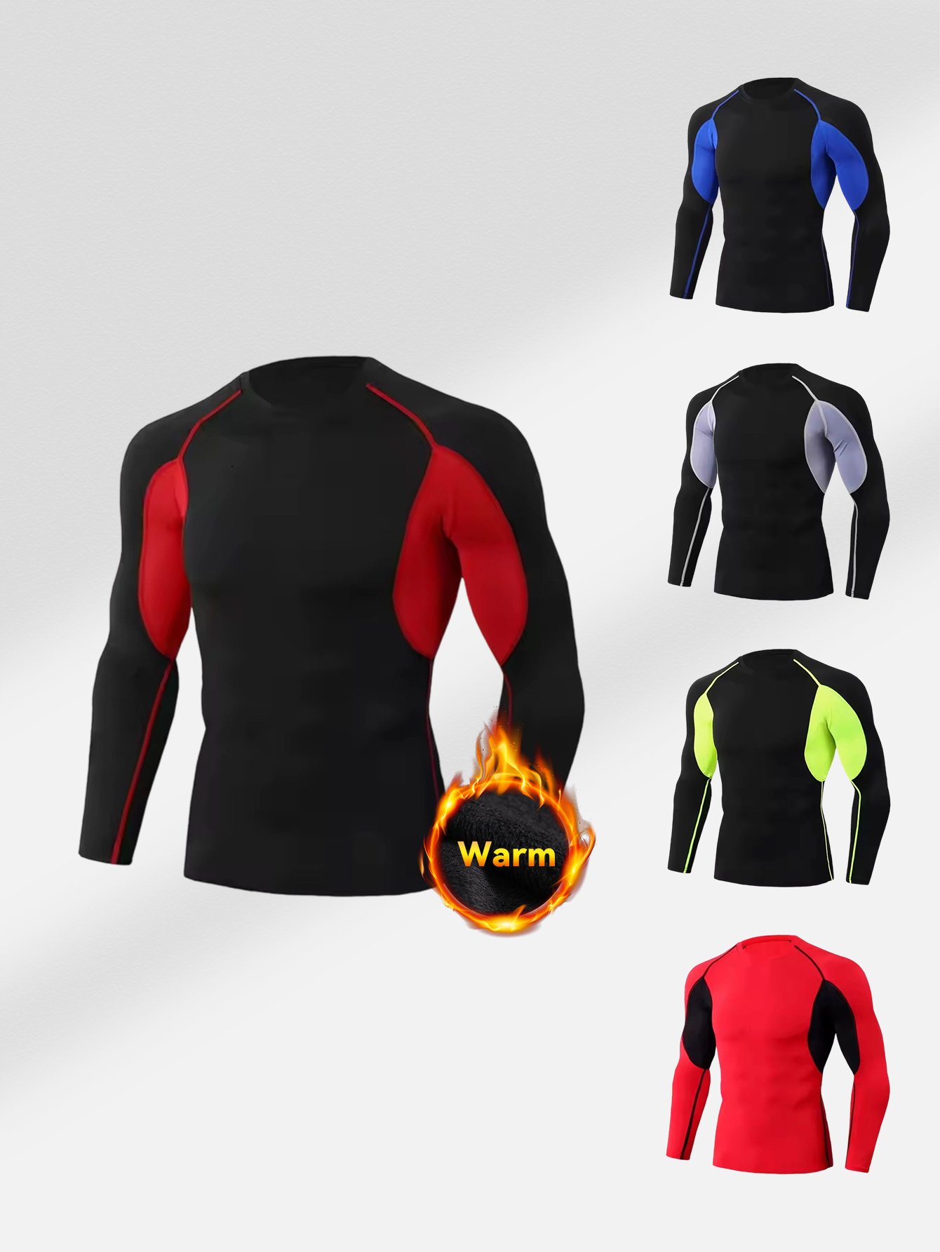 TC50043 Plus Velvet Long Sleeve Sportswear Men's Sportswear Fitness Running Quick Dry Elastic Breathable Sportswear Custom Wholesale