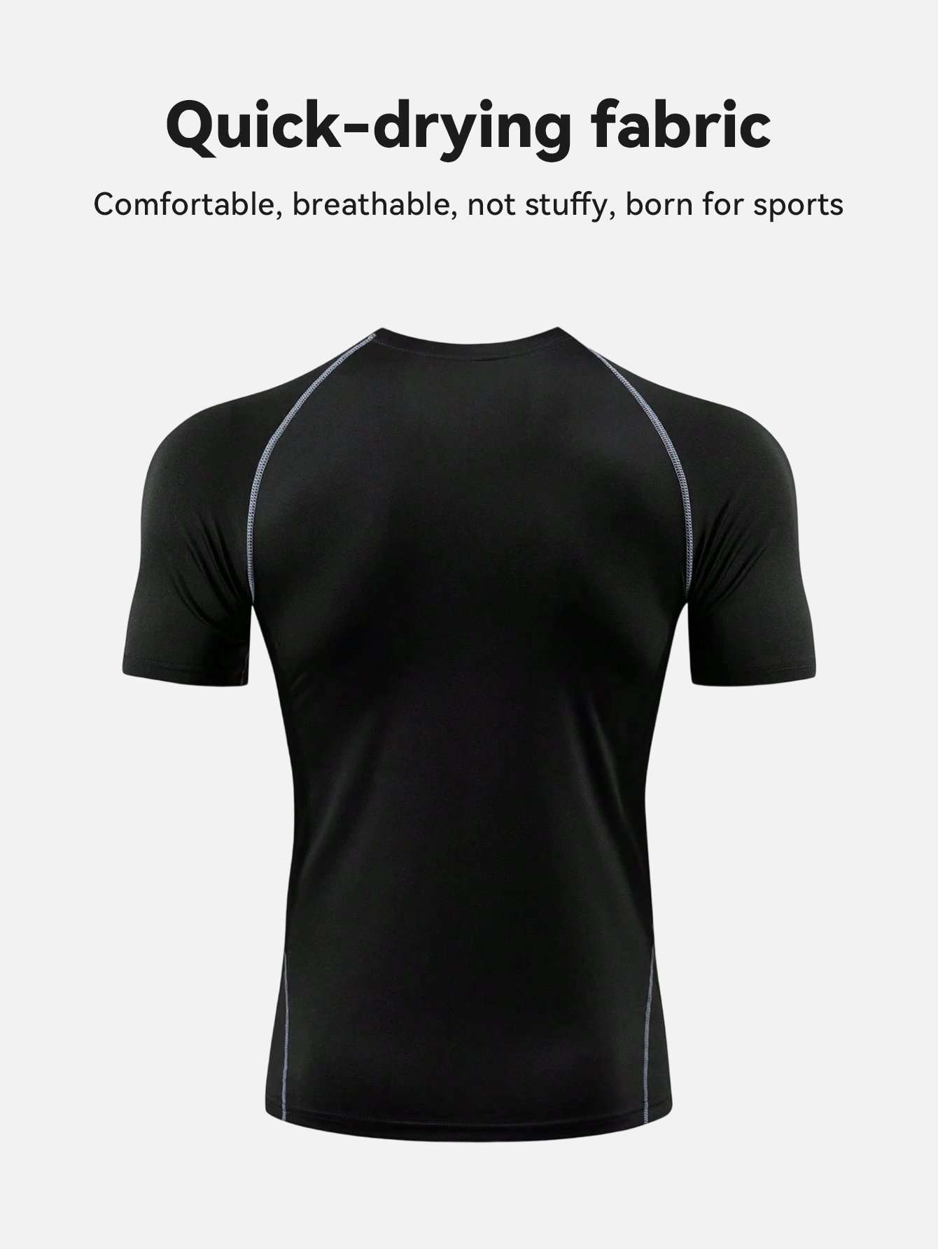 JD1001 Classic Short Sleeve Black Men's Sportswear Customized Gym Fitness Breathable Sportswear Suit Quick Dry Short Selfie Shorts Summer Polyester Sportswear Wholesale - Image 2
