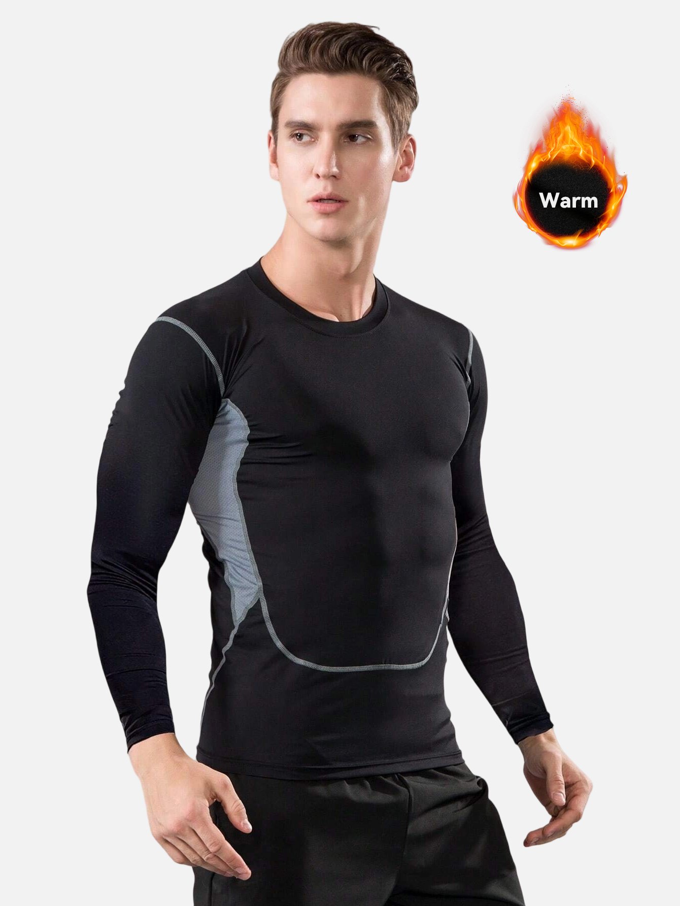 YYF1609 sports long sleeve quick-drying sports training suit polyester T-shirt men's running sportswear men's fitness thickened plus velvet sports T-shirt wholesale